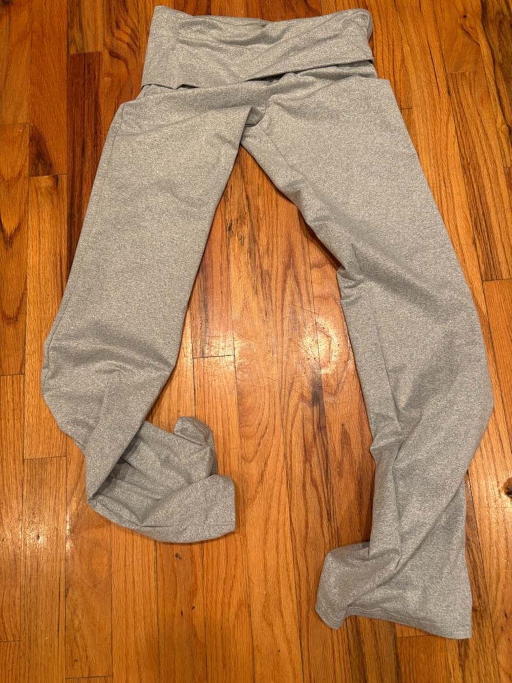 High-Waist, fold over Leggings - Light gray, size small, 95% polyester.